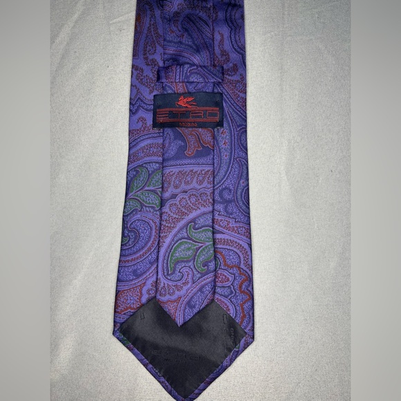 Men’s ETRO Purple Red Green Paisley Designer Classic Regular Silk Tie Italy - Picture 3 of 4